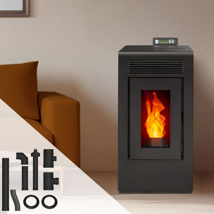 Pack Poêle à granulés étanche Vulcano EVO + Kit conduits concentrique sortie arrière - 12 Kw