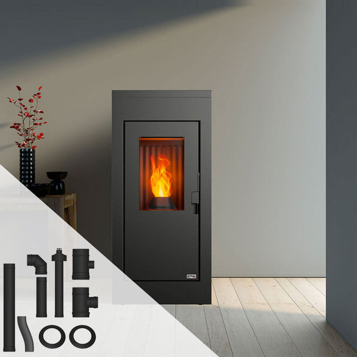 Poêle à granulés étanche Vulcano Silenzio + Kit conduits concentrique sortie arrière - 9,2 Kw