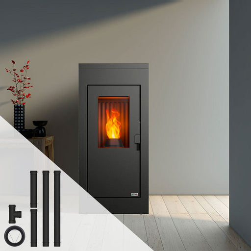 Pack poêle à granulés étanche Vulcano Silenzio + Kit de raccordement sortie arrière - 9,2 Kw