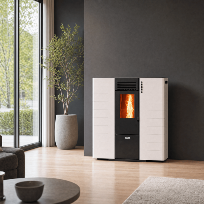 Poêle à granulés canalisable extra plat Ricanto - 10 Kw